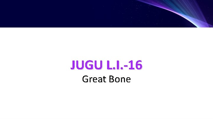 JUGU L. I. -16 Great Bone 
