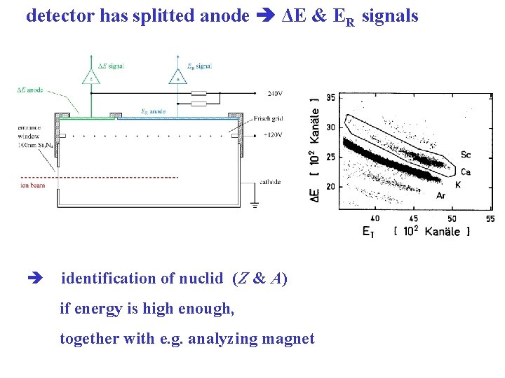 detector has splitted anode ΔE & ER signals è identification of nuclid (Z &