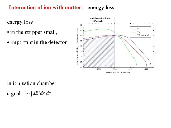 Interaction of ion with matter: energy loss • in the stripper small, • important