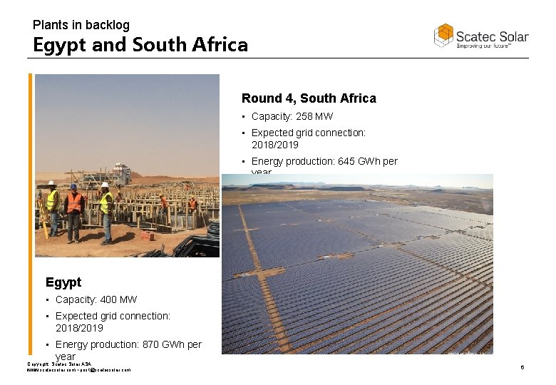 Plants in backlog Egypt and South Africa Round 4, South Africa • Capacity: 258