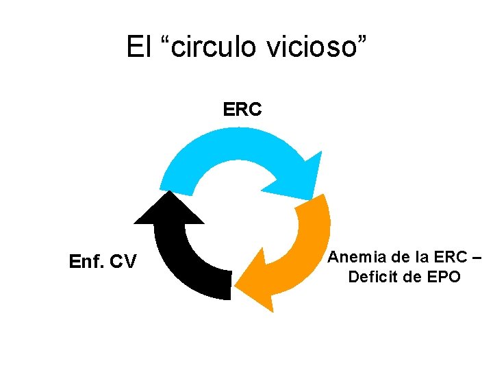 El “circulo vicioso” ERC Enf. CV Anemia de la ERC – Deficit de EPO