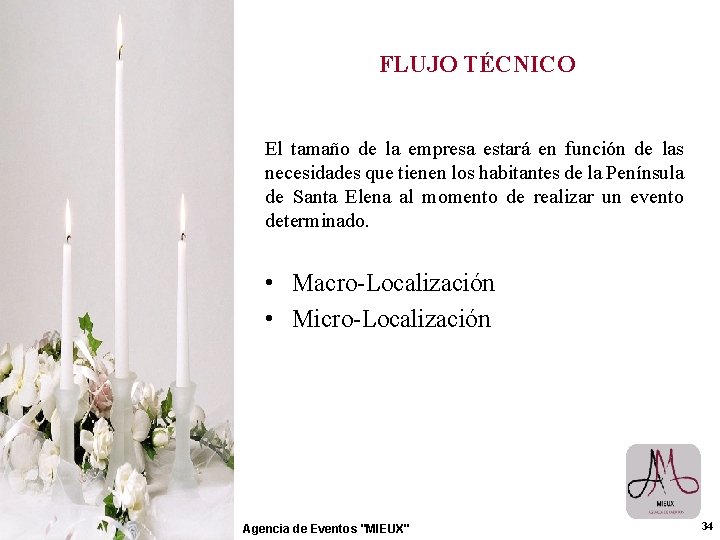 FLUJO TÉCNICO El tamaño de la empresa estará en función de las necesidades que