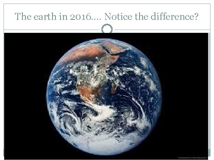 The earth in 2016…. Notice the difference? 