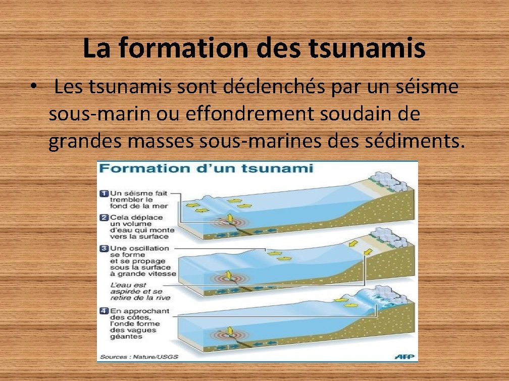 La formation des tsunamis • Les tsunamis sont déclenchés par un séisme sous-marin ou