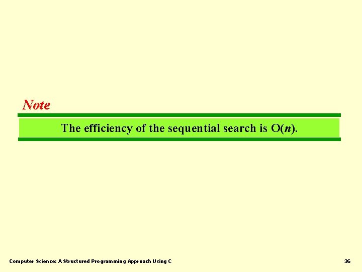 Note The efficiency of the sequential search is O(n). Computer Science: A Structured Programming