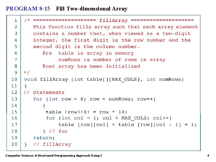 PROGRAM 8 -15 Fill Two-dimensional Array Computer Science: A Structured Programming Approach Using C