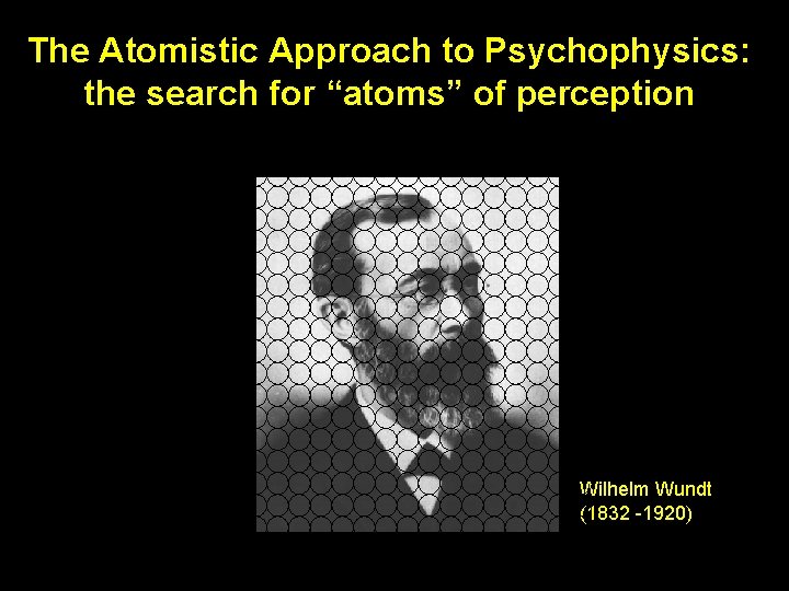 The Atomistic Approach to Psychophysics: the search for “atoms” of perception Wilhelm Wundt (1832