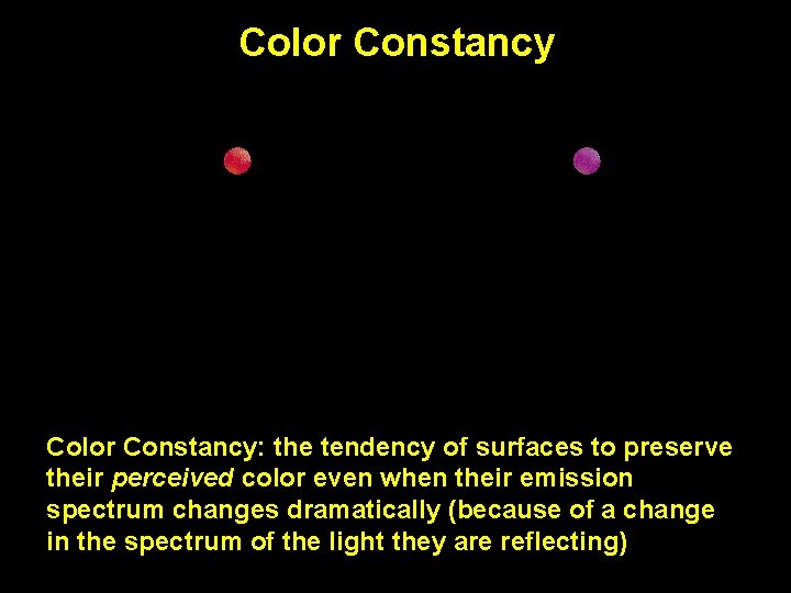 Color Constancy: the tendency of surfaces to preserve their perceived color even when their