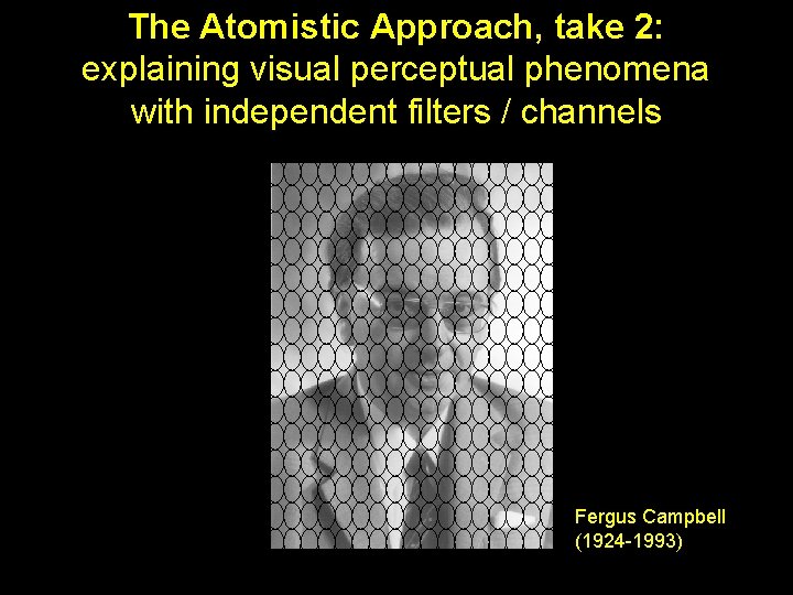 The Atomistic Approach, take 2: explaining visual perceptual phenomena with independent filters / channels