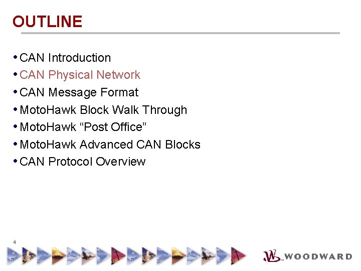 OUTLINE • CAN Introduction • CAN Physical Network • CAN Message Format • Moto.