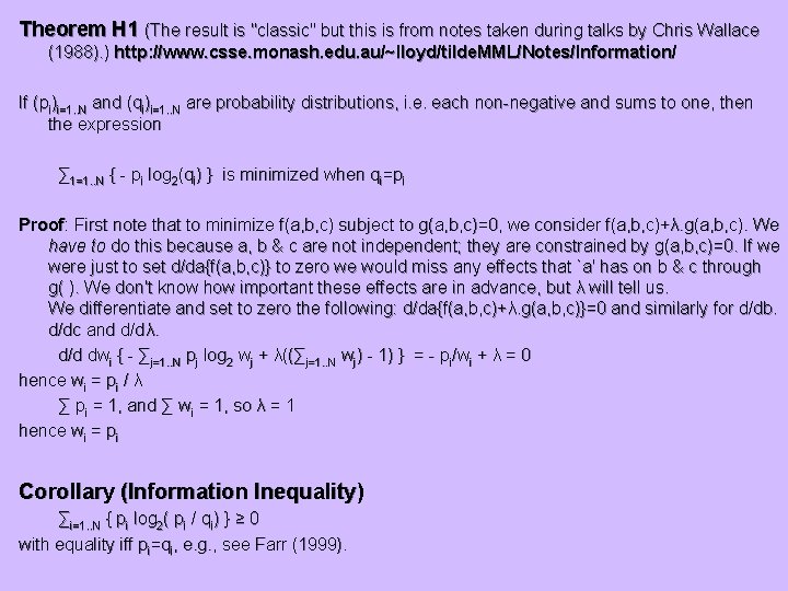 Theorem H 1 (The result is "classic" but this is from notes taken during