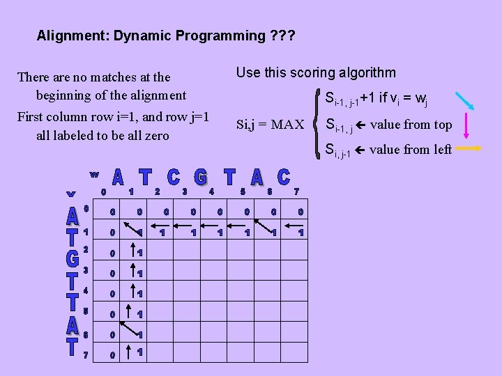 Alignment: Dynamic Programming ? ? ? There are no matches at the beginning of