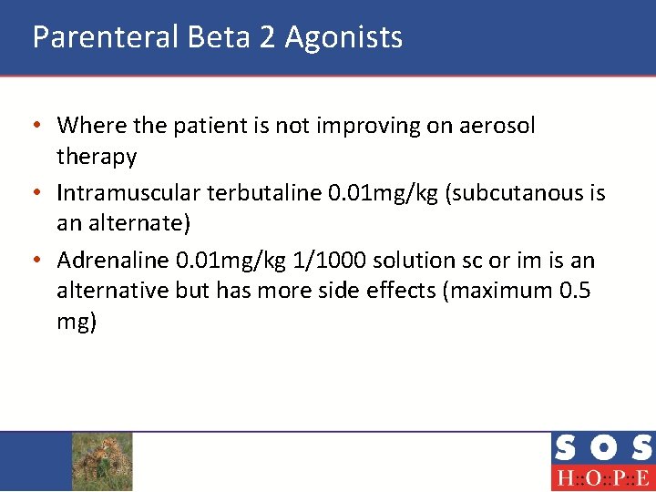 Parenteral Beta 2 Agonists • Where the patient is not improving on aerosol therapy