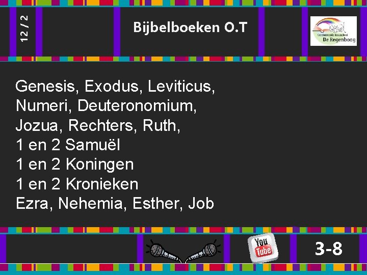 12 / 2 Bijbelboeken O. T Genesis, Exodus, Leviticus, Numeri, Deuteronomium, Jozua, Rechters, Ruth, 12 / 2 Bijbelboeken O. T Genesis, Exodus, Leviticus, Numeri, Deuteronomium, Jozua, Rechters, Ruth,