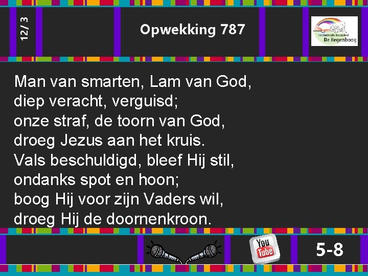 12/ 3 Opwekking 787 Man van smarten, Lam van God, diep veracht, verguisd; onze 12/ 3 Opwekking 787 Man van smarten, Lam van God, diep veracht, verguisd; onze