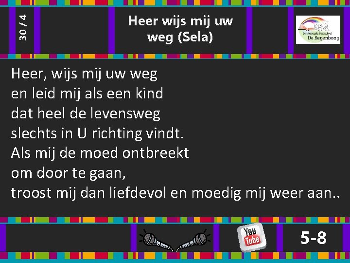 30 / 4 Heer wijs mij uw weg (Sela) Heer, wijs mij uw weg 30 / 4 Heer wijs mij uw weg (Sela) Heer, wijs mij uw weg