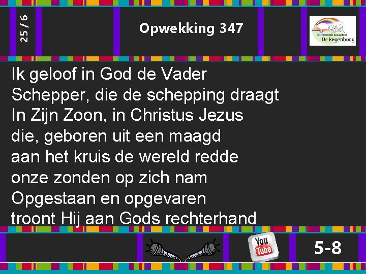 25 / 6 Opwekking 347 Ik geloof in God de Vader Schepper, die de 25 / 6 Opwekking 347 Ik geloof in God de Vader Schepper, die de