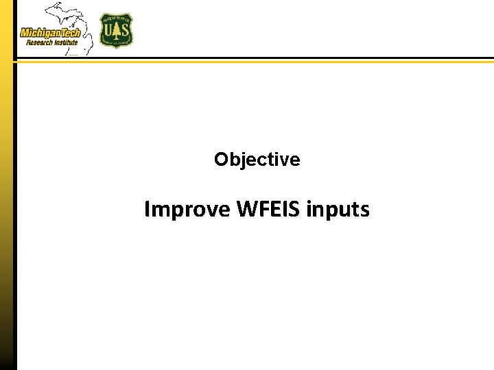Objective Improve WFEIS inputs 