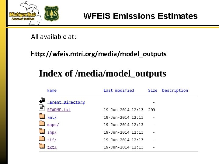 WFEIS Emissions Estimates All available at: http: //wfeis. mtri. org/media/model_outputs 