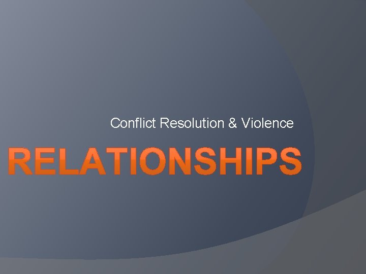 Conflict Resolution & Violence 