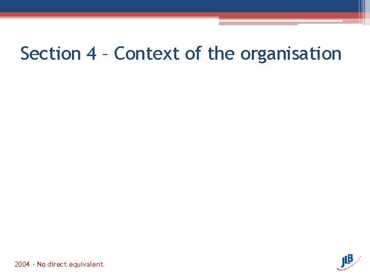 Section 4 – Context of the organisation 2004 – No direct equivalent 