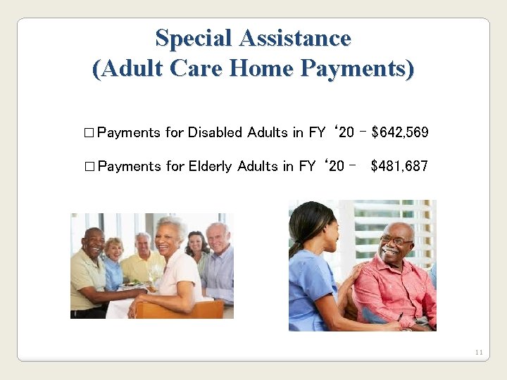 Special Assistance (Adult Care Home Payments) � Payments for Disabled Adults in FY ‘ Special Assistance (Adult Care Home Payments) � Payments for Disabled Adults in FY ‘