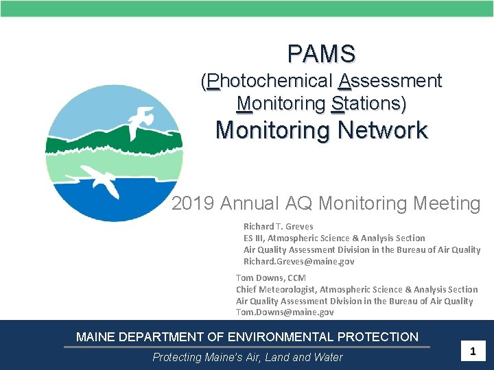 PAMS (Photochemical Assessment Monitoring Stations) Monitoring Network 2019 Annual AQ Monitoring Meeting Richard T.
