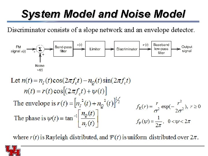 System Model and Noise Model Discriminator consists of a slope network and an envelope