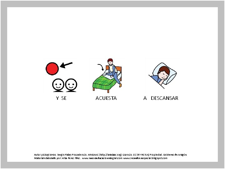 Y SE ACUESTA A DESCANSAR Autor pictogramas: Sergio Palao Procedencia: ARASAAC (http: //arasaac. org)