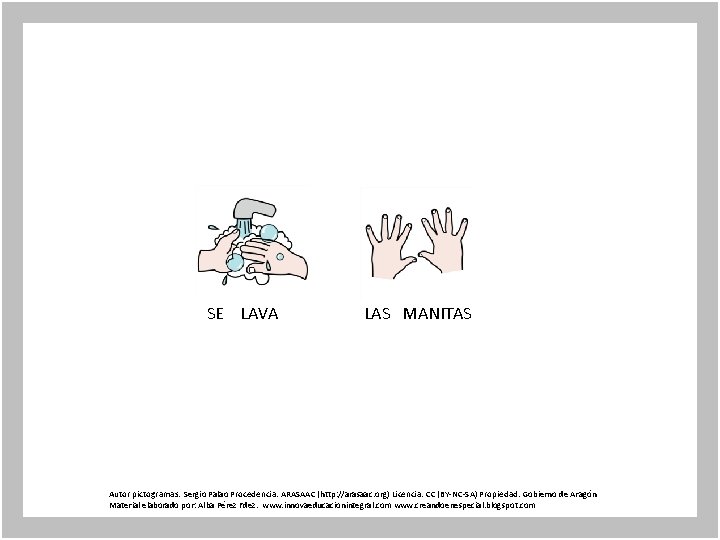 SE LAVA LAS MANITAS Autor pictogramas: Sergio Palao Procedencia: ARASAAC (http: //arasaac. org) Licencia: