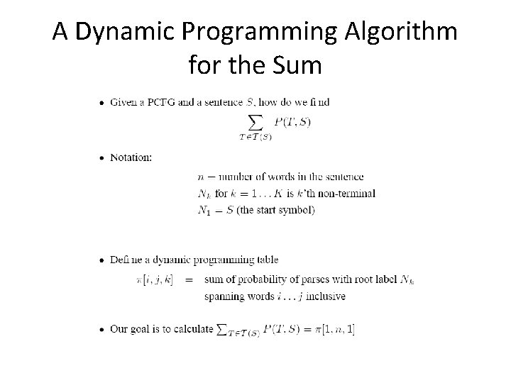 A Dynamic Programming Algorithm for the Sum 