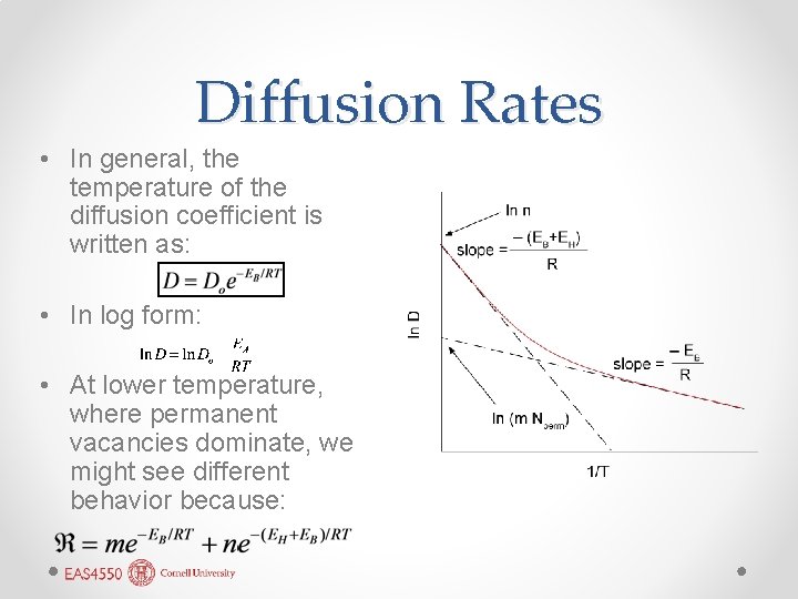 Diffusion Rates • In general, the temperature of the diffusion coefficient is written as: