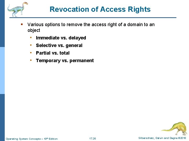 Revocation of Access Rights § Various options to remove the access right of a