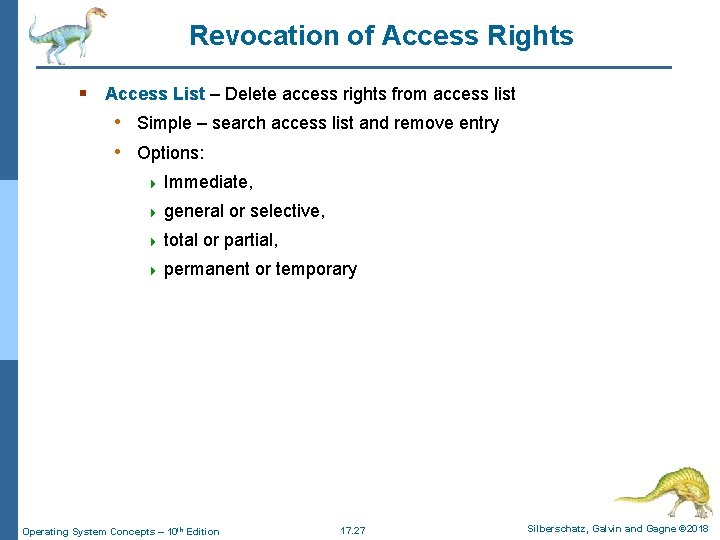 Revocation of Access Rights § Access List – Delete access rights from access list