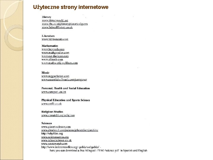 Użyteczne strony internetowe Użyteczne strony internetowe