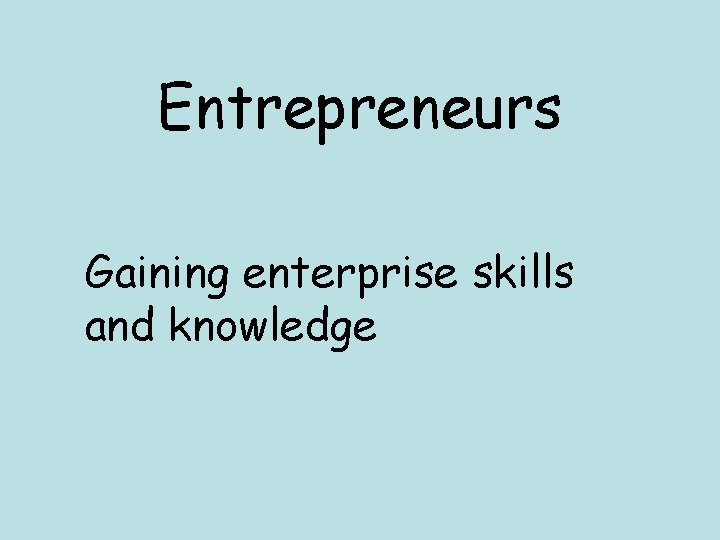 Entrepreneurs Gaining enterprise skills and knowledge 