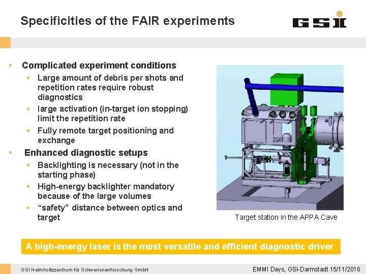 Specificities of the FAIR experiments § Complicated experiment conditions § Large amount of debris