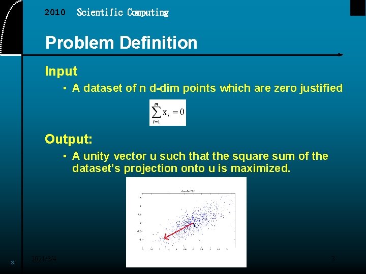 2010 Scientific Computing Problem Definition Input • A dataset of n d-dim points which