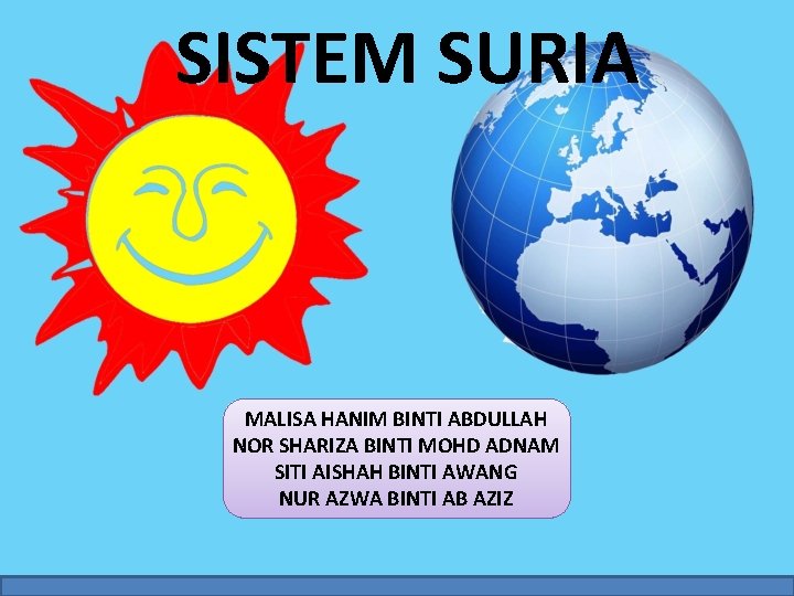 SISTEM SURIA MALISA HANIM BINTI ABDULLAH NOR SHARIZA BINTI MOHD ADNAM SITI AISHAH BINTI