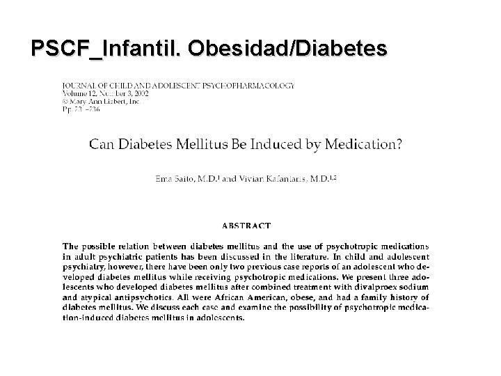 PSCF_Infantil. Obesidad/Diabetes 