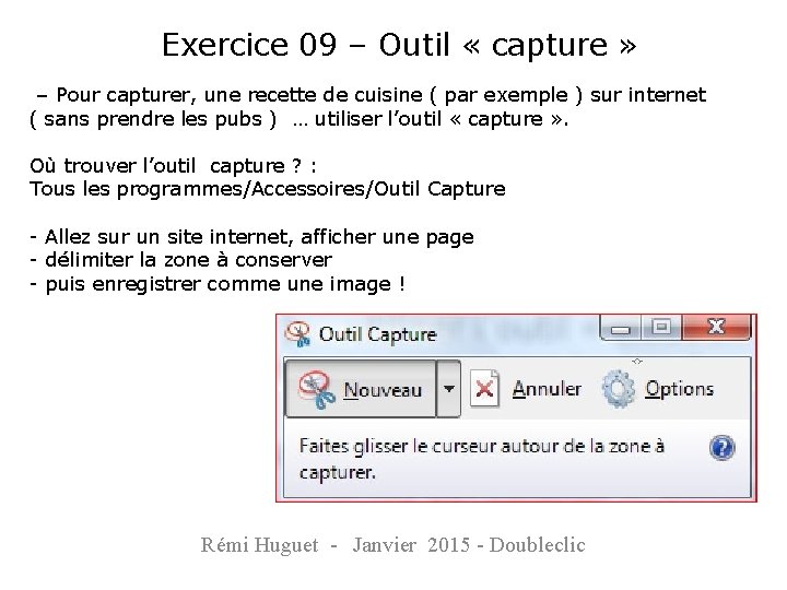 Exercice 09 – Outil « capture » – Pour capturer, une recette de cuisine