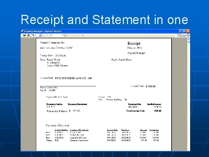 Receipt and Statement in one 
