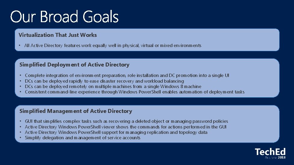 Virtualization That Just Works • All Active Directory features work equally well in physical,