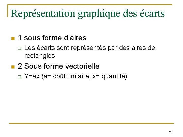 Représentation graphique des écarts n 1 sous forme d’aires q n Les écarts sont Représentation graphique des écarts n 1 sous forme d’aires q n Les écarts sont