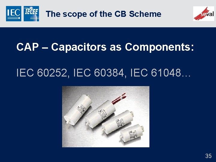 The scope of the CB Scheme CAP – Capacitors as Components: IEC 60252, IEC