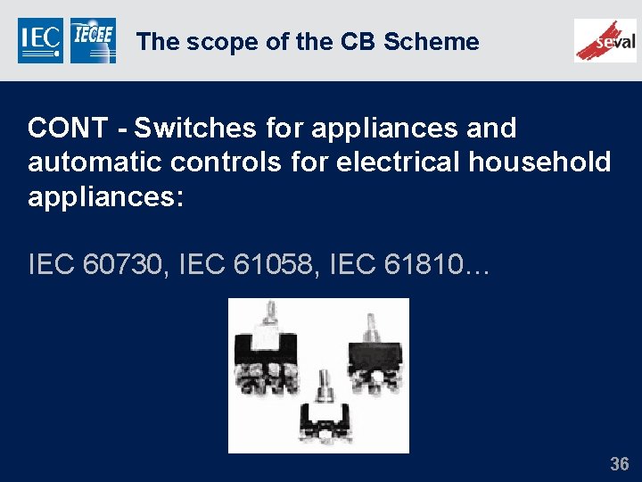 The scope of the CB Scheme CONT - Switches for appliances and automatic controls