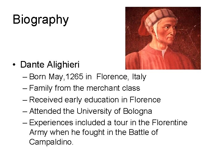 Dantes Inferno Biography Dante Alighieri Born May 1265