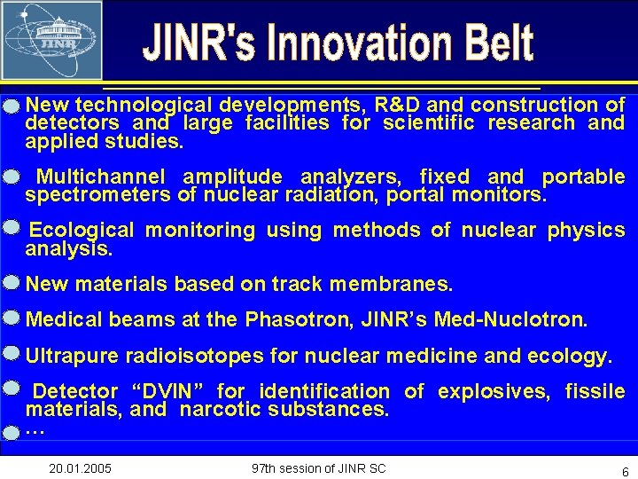 New technological developments, R&D and construction of detectors and large facilities for scientific research