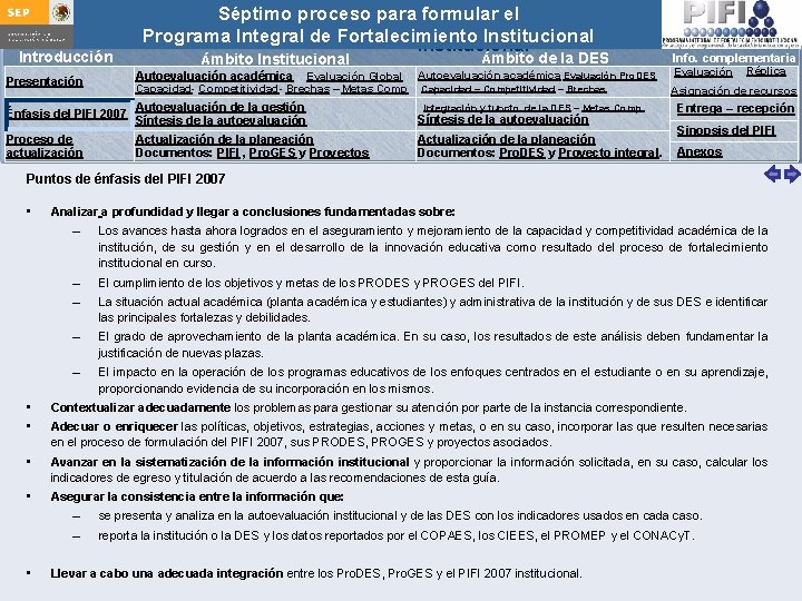 Introducción Presentación Séptimo proceso para formular Integral el Guía para actualizar el Programa de