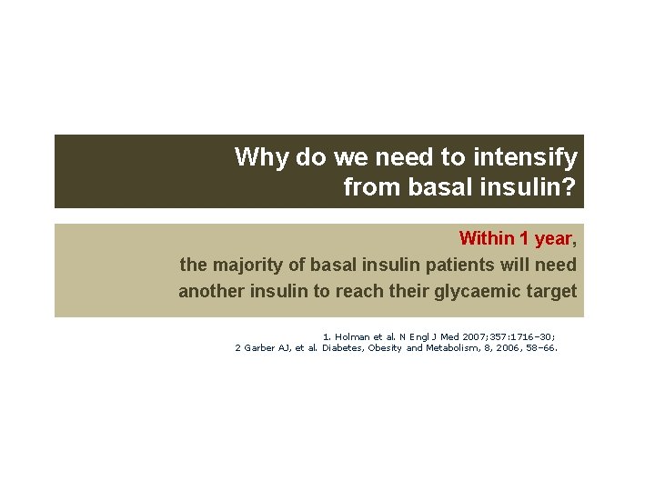 Why do we need to intensify from basal insulin? Within 1 year, the majority Why do we need to intensify from basal insulin? Within 1 year, the majority